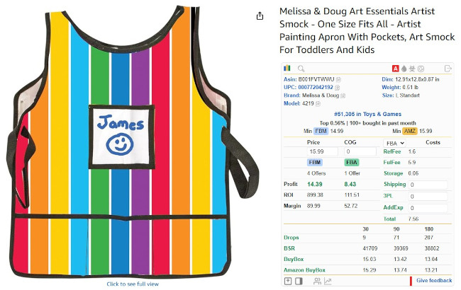 Sellerat Chrome extension showing Amazon product insights