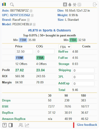 Screenshot of the SELLERAT Chrome Extension showing Amazon product analysis tools